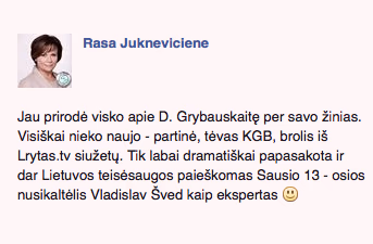 Konservatorės R. Juknevičienės pranešimas „facebook“