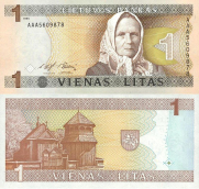 1 lito banknotas. Nuotr. iš wikipedia.com