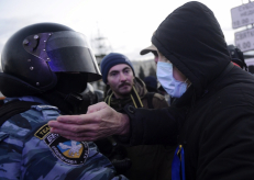 Protesto akcijos dalyviai Kijeve. EPA-Eltos nuotr.