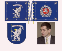 VSD vėliava, VSD ženklas ir VSD vadovas Gediminas Grina.