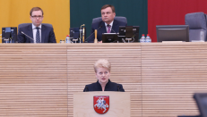 Prezidentė Dalia Grybauskaitė Seime skaito metinį pranešimą. Nuotr. prezidentas.lt