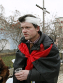 Sužeistasis protestuotojas Kijeve. EPA-Eltos nuotr.