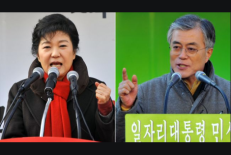 Park Geun-hye (kairėje) ir Moon Jae-in