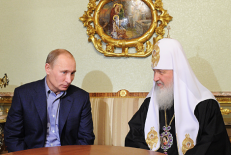 Rusijos lyderis Vladimiras Putinas ir Rusijos patriarchas Kirilas.