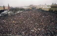 Maskva, 1991 metų sausio 20 diena, šimtatūkstantinis protesto mitingas prieš smurtą Vilniuje. Nuotr. Vitaly Armand/AFP/Getty Images