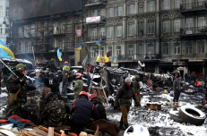 Protestuotojų suręstos barikados Ukrainos sostinėje Kijeve. EPA-Eltos nuotr.