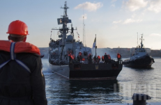 Ukrainiečių korvetė „Ternopolis” – vienas iš laivų, kuriems Rusijos pajėgos vasario 3 d. paskelbė ultimatumą pasiduoti iki rytojaus 5 valandos ryto. Nuotr. UNIAN