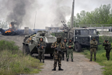 Ukrainos kariškiai Slaviansko apylinkėse. Nuotr. EPA-ELTA
