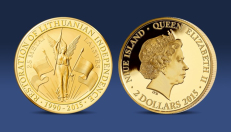 Moneta, pagaminta minint 25-ąsias Lietuvos Nepriklausomybės atkūrimo metines, yra su Anglijos karalienės atvaizdu. Kodėl?