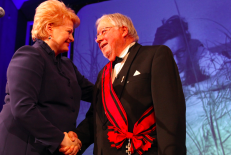 Tikimasi, kad patobulinus įstatymą, šiemet viena iš Laisvės premijų pagaliau bus įteikta dar pernai išrinktam kandidatui Vytautui Landsbergiui (dešinėje). Nuotr. prezidentas.lt