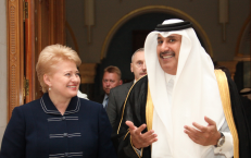 Prezidentės susitikimas su Kataro premjeru ir užsienio reikalų ministru šeichu Hamad bin Jassem bin Jaber bin Muhammad Al-Thani. Nuotr. prezidentas.lt
