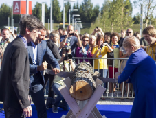 Prezidentė D. Grybauskaitė pielavoja Ikea rąstą.