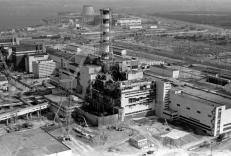 Černobilio atominė po katastrofos.