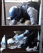 JT cheminio ginklo inspektoriai atliko tyrimą Sirijoje. EPA-ELTA nuotr.
