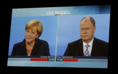 Vokietijos kanclerė Angela Merkel ir socialdemokratų lyderis Peeras Steinbrückas