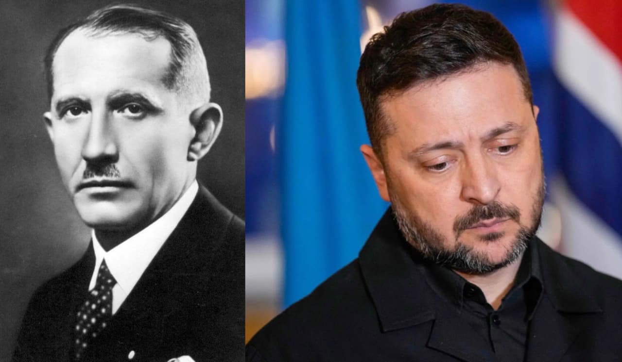 Vienas iš Ukrainos nacionalistų lyderių Eugenijus Kanovalecas ir dabartiis Ukrainos lyderis Vladimieras Vladimiras Zelenskis