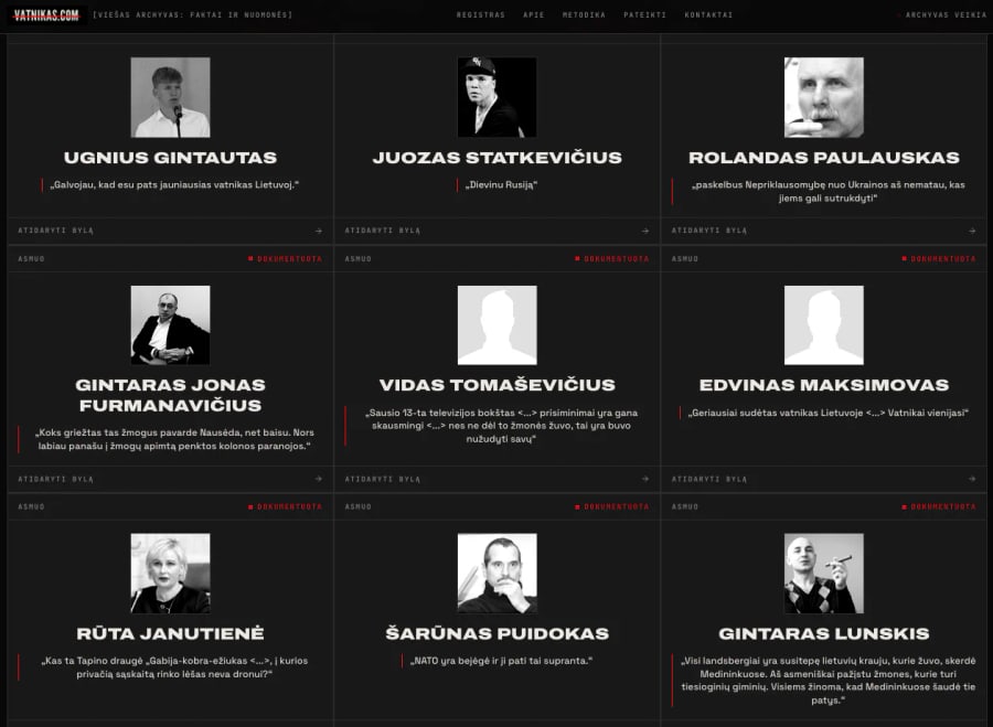 Vatnikas.com tinklalapio fragmentas