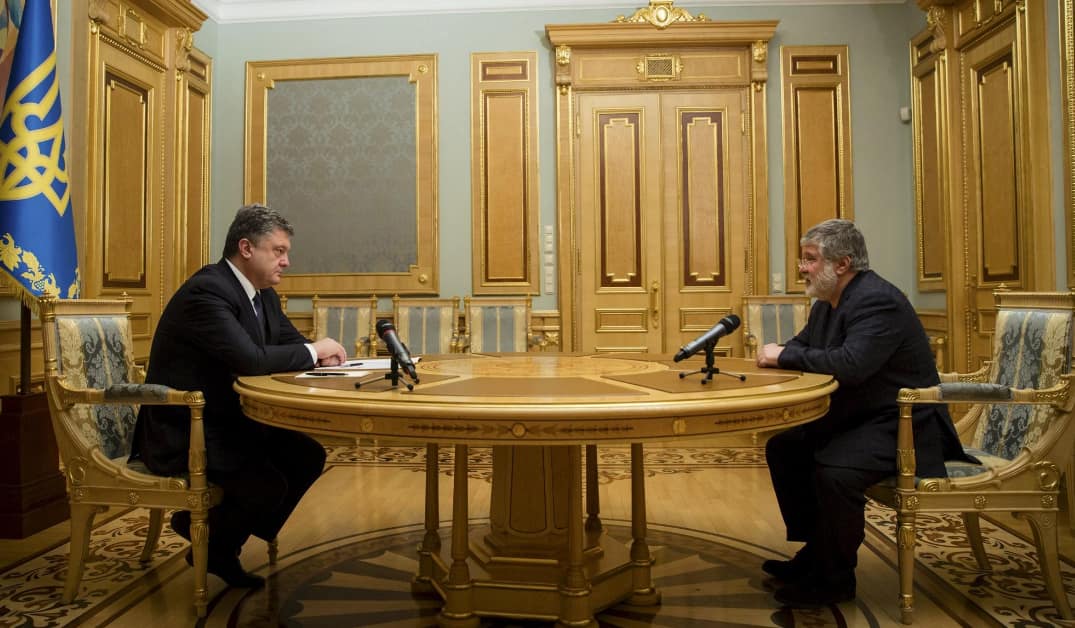 Lietuvos draugas, Ukrainos prezidentas, milijardierius Petro Porošenka ir milijardierius Igoris Kolomoiskis. Nuotr. .ft.com