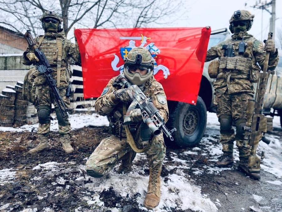 Lietuvos Vytis svarbus simbolis Ukrainos karo su Rusija fronto linijoje. Nuotr. Jono Ohmano