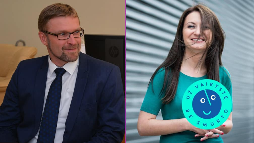 Ministras L. Kukuraitis (kairėje) ir jo atstovė spaudai E. Samoškaitė.