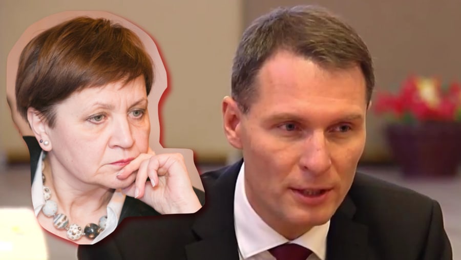 Teisingumo ministras E. Jankevičius (dešinėje) ir jo patarėja R. Grumadaitė.