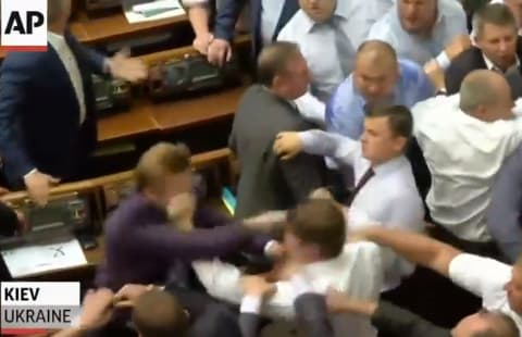 Ukrainos parlamente susiginčyjo skirtingų pažiūrų parlamentarai