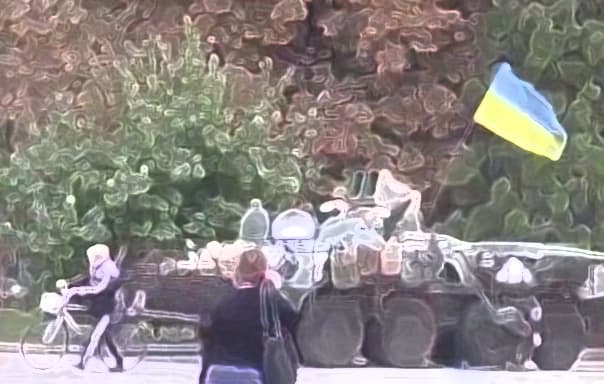 Sloviansko gatvėse informacijai bei muzikai skleisti pasitelktas BTR'as