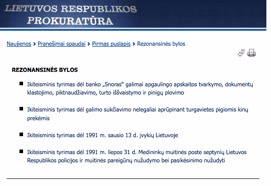 Lietuvos valstybėje liko tik keturios rezonansinės bylos