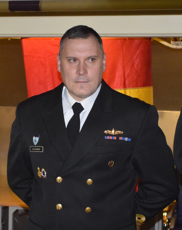 Lietuvos karinių jūrų pajėgų komandoras leitenantas Tadas Jablonskis. Kpt. ltn. Antano Brenciaus nuotr.