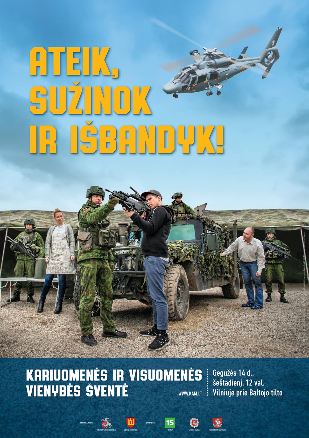 KAM sukūrė patrauklų vaizdo klipą, kuriame lietuviai labai džiaugiasi dėl karinės technikos