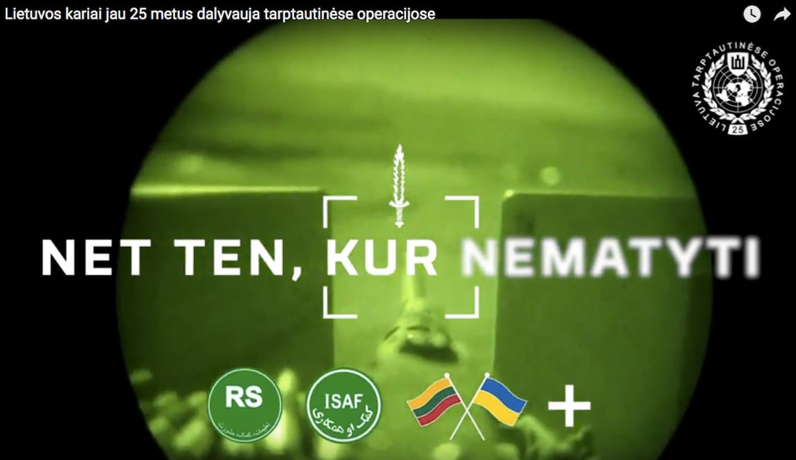 Daugiausia Lietuvos karių dalyvavo misijose Afganistane. Ukrainoje - 157 kariai. Dalyvavo ir ten, kur nematyti. Kadras iš KAM filmuko.