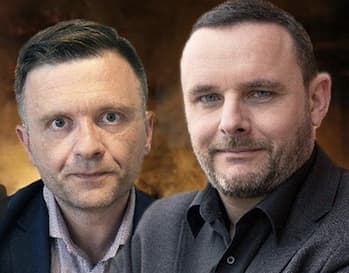 Politologai, žurnalistai Manuelis Ochzenraiteris (Manuel Ochsenreiter, Vokietija, dešinėje) ir Mateušas Piskorskis (Mateusz Piskorski), pasivadinę Die Guten Menschen, narplioja politinius JAV vėjus.