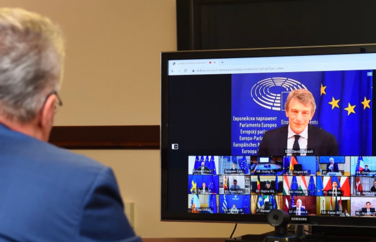 Vaizdo konferencijos akimirka. Nuotr. prezidentas.lt