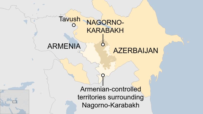 Atsinaujinus Armėnijos ir Azerbaidžano kariniam konfliktui, jį išspręsti padėti pažadėjo Iranas ir Rusija