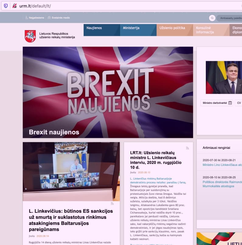 Jau penkta diena iš eilės apmiręs L. Linkevičiaus vadovaujamos institucijos internetinis puslapis