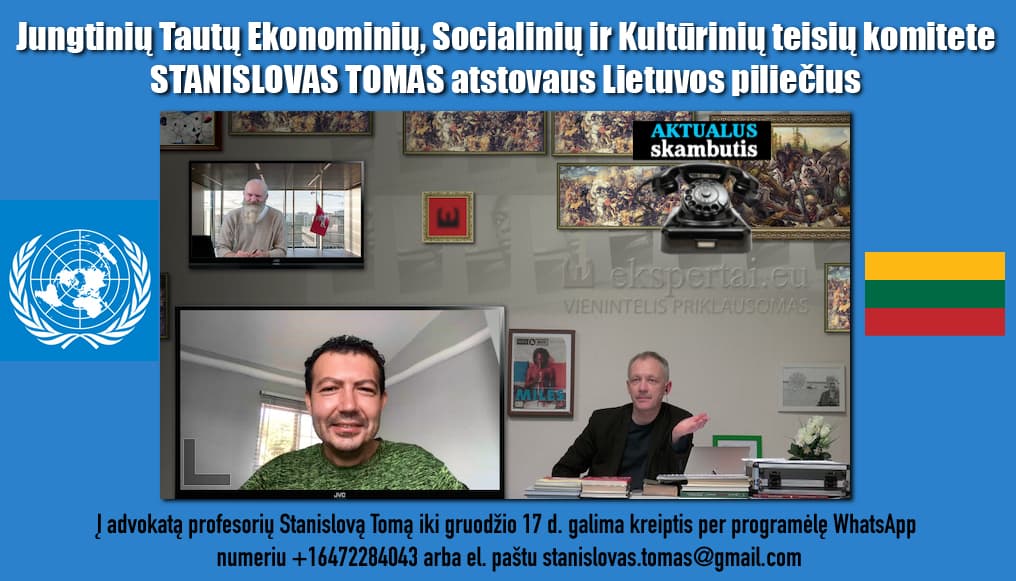 Stanislovas Tomas Jungtinių Tautų ESKTK atstovaus Lietuvos piliečius