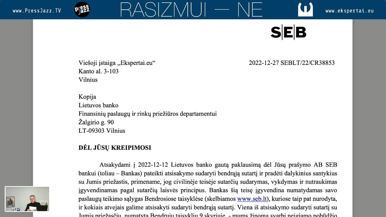 Dėl LT teritorijoje veikiančių bankų savivalės Lietuvos bankas prisipažino, kad yra bejėgis