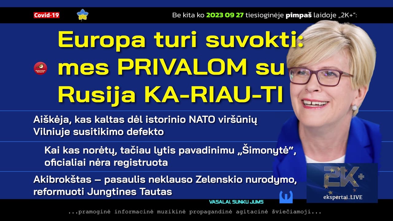 Europa turi suvokti: mes PRIVALOM kuo skubiau nutraukti karą su Rusija