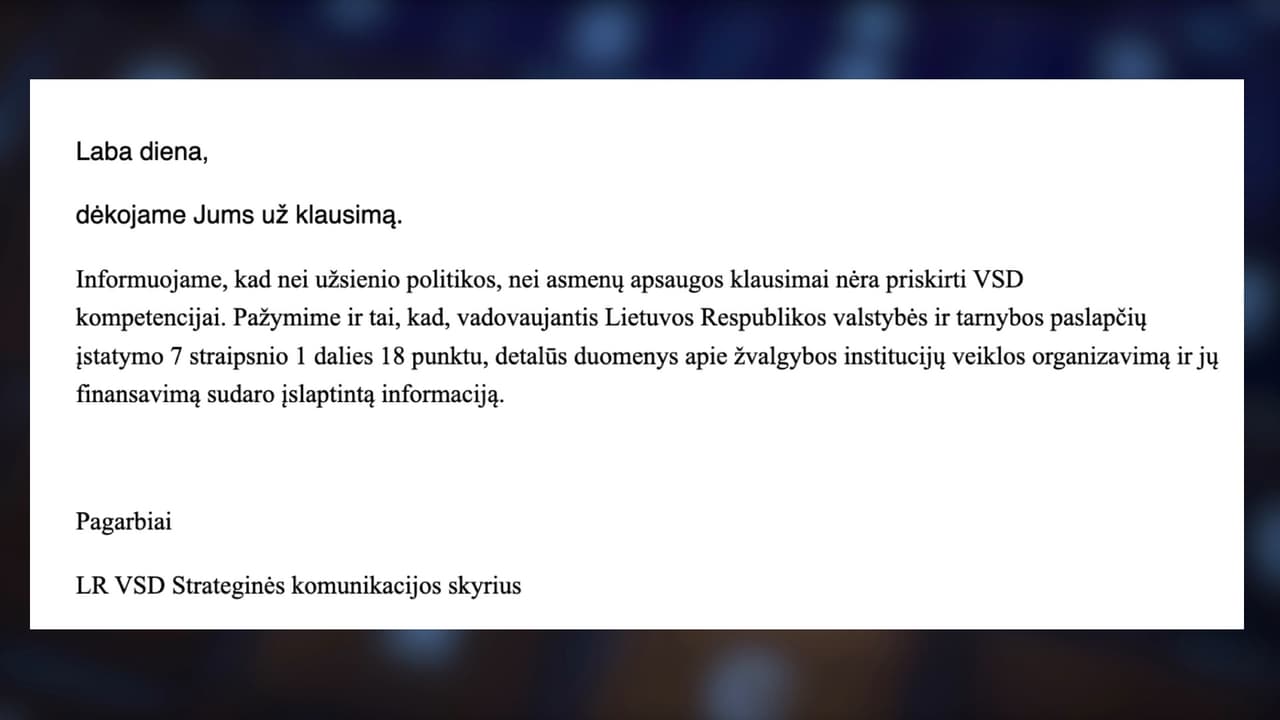 VSD negali atskleisti paslapties, dėl Baltarusijos prezidentės Tichanovskajos finansavimo